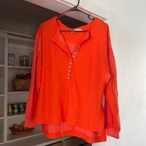 Free people orange button up top